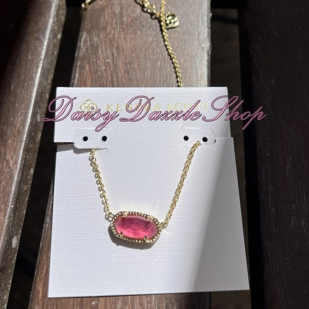 🎀Kendra Scott Elisa Oval Pendant Short Necklace in Azalea Illusion Gold New✨